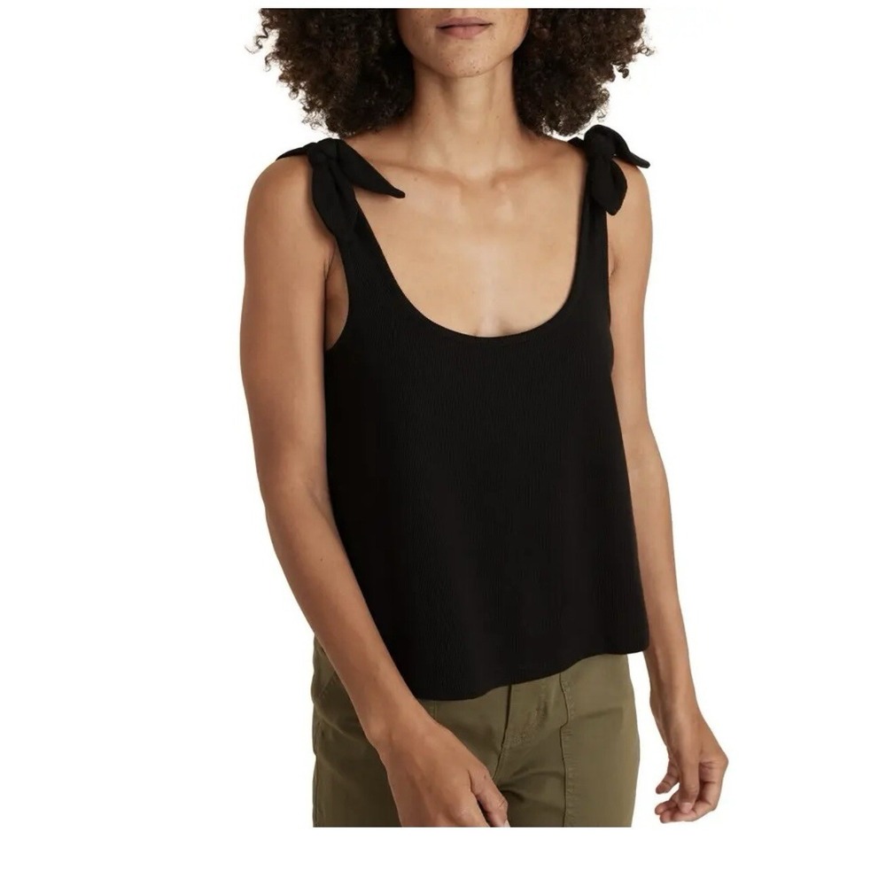 Marine Layer Womens Lexi Rib Sun-In Tank in Black Size Large